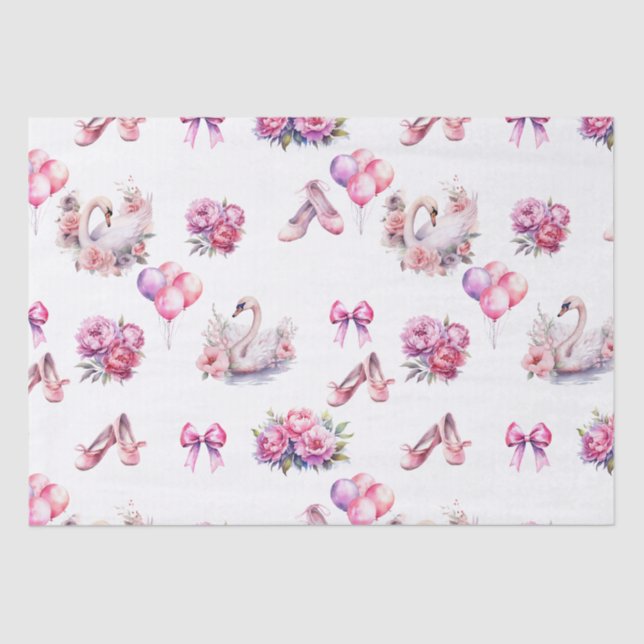Papier Mousseline Fille Ballet Rose Floral (Recto)