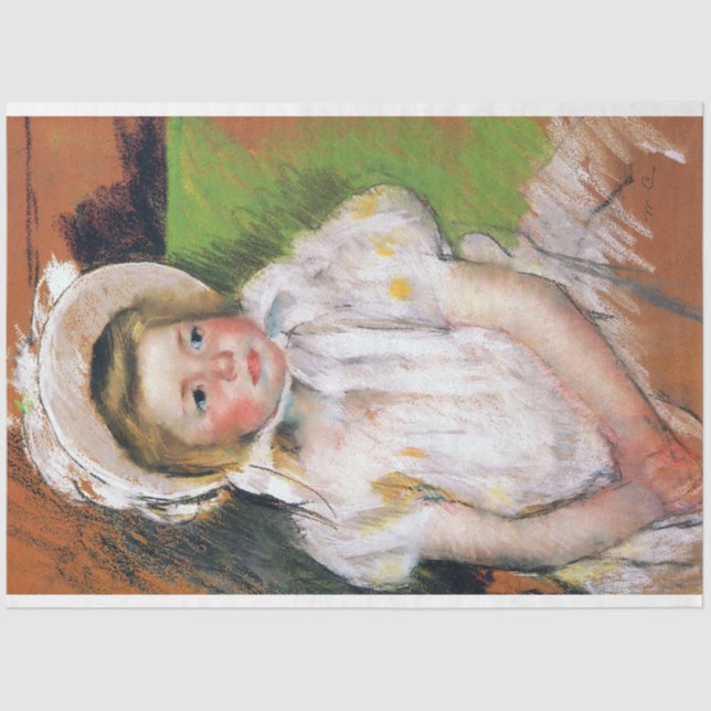 Papier Mousseline Fille dans une Bonnet Blanche, Mary Cassatt (Recto)