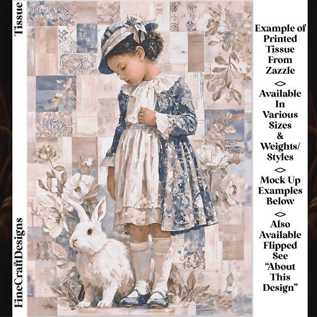 Papier Mousseline Fille de peau Brown avec lapin blanc EC3L Découpag (Créateur téléchargé)