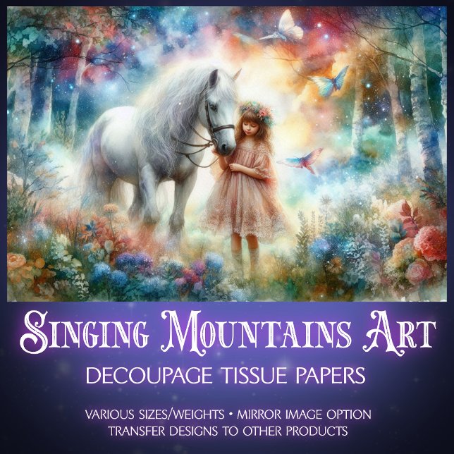 Papier Mousseline Fille et Cheval dans la page de découpage forestiè (Créateur téléchargé)