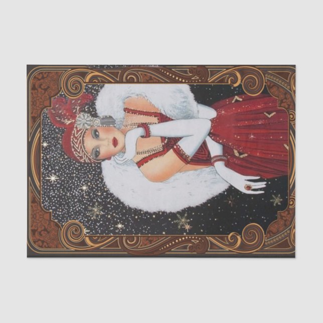 Papier Mousseline Fille flapper de Noël Ciel nocturne étoilé (Recto)