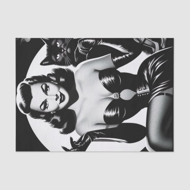 Papier Mousseline Fille Glamor Chat Noir (Recto)