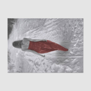 Papier Mousseline Fille gothique vintage robe rouge découpage d'art