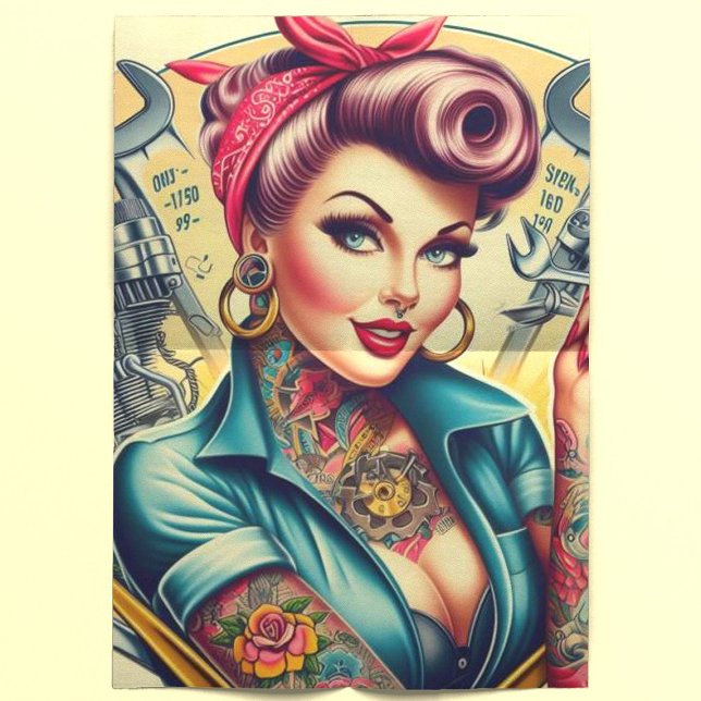 Papier Mousseline Fille mécanique rétro (Créateur téléchargé)