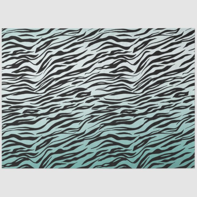 Papier Mousseline Fille Mint Ombre Black Zebra Impression (Recto)