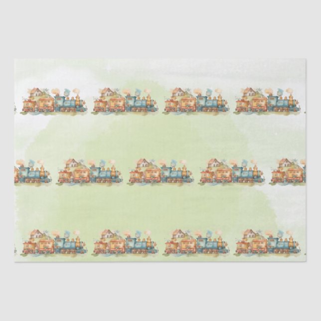 Papier Mousseline Fille moteur de train anniversaire (Recto)