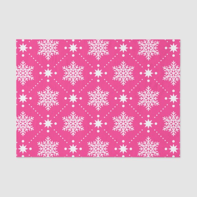 Papier Mousseline Fille Motif de Noël rose et blanc Snowflakes (Recto)