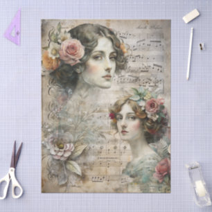 Papier Mousseline Fille romantique Victorienne Vintage Ephémère Flor