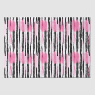 Papier Mousseline Fille rose blanc noir Zèbre rayures
