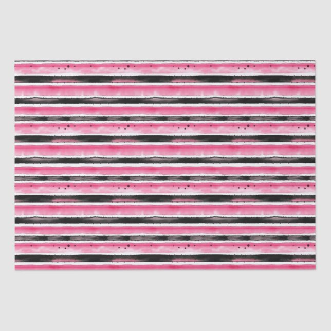 Papier Mousseline Fille rose blanc rayures noires (Recto)