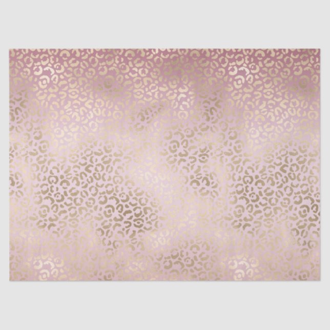 Papier Mousseline Fille Rose Blush Gold Ombre Empreinte de léopard (Recto)