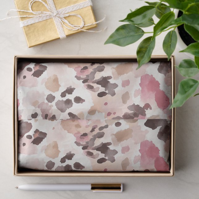 Papier Mousseline Fille rose Brown crème Poster de animal léopard (Cadeau)