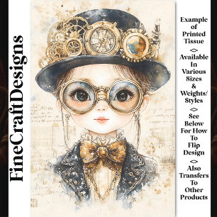 Papier Mousseline Fille Steampunk, Yeux Noirs, Nœud Papillon BH7 Déc
