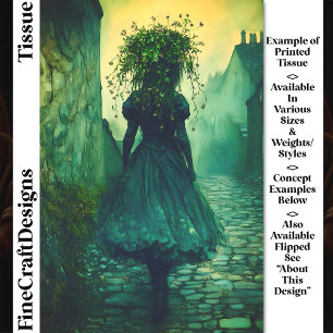 Papier Mousseline Fille victorienne en robe verte DG7LF Découpage