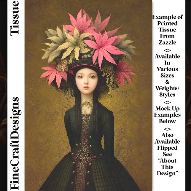 Papier Mousseline Fille victorienne, grand Casquette floral DK5L Déc (Créateur téléchargé)