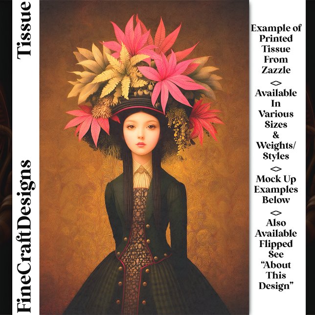 Papier Mousseline Fille victorienne, grand Casquette floral DK5LF Dé (Créateur téléchargé)