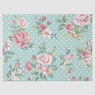 Papier Mousseline fille vintage blanche de polka de rose en bon état