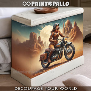 Papier Mousseline Fille vintage Easy Rider autour du monde