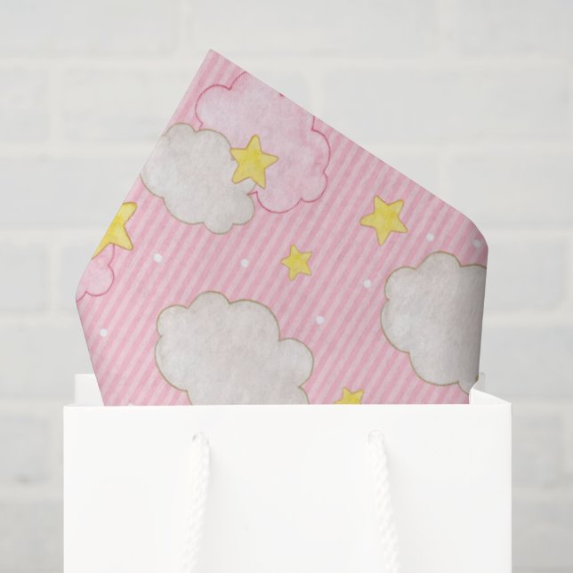 Papier Mousseline Filles Ciel Rose  (Sac cadeau)