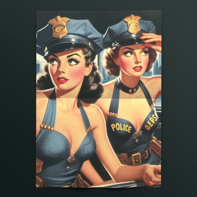 Papier Mousseline Filles de police rétro (Créateur téléchargé)