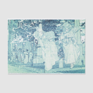 Papier Mousseline Filles fantômes Échapper au cimetière Art vintage 