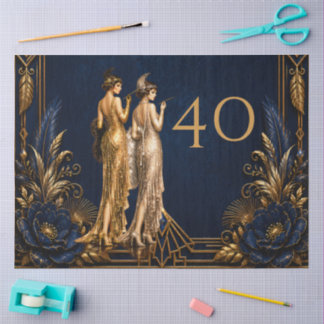 Papier Mousseline Filles flapper Art Déco 40e Gatsby découpage