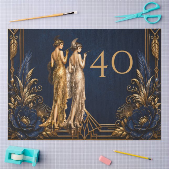 Papier Mousseline Filles flapper Art Déco 40e Gatsby découpage (Artisanat)