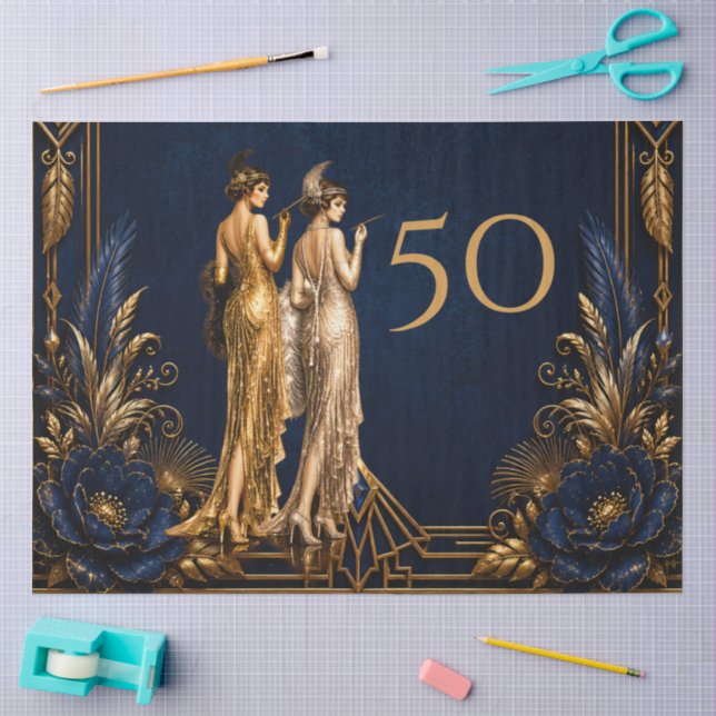 Papier Mousseline Filles flapper Art Déco découpage 50e Gatsby (Artisanat)