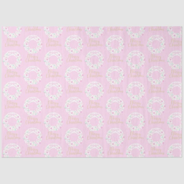 Papier Mousseline Fils de Noël Joyeux Noël rose (Recto)