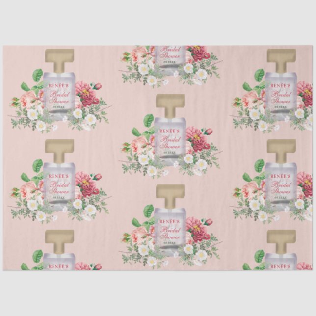 Papier Mousseline Flacon de parfum rose Blush Shower floral de maria (Recto)