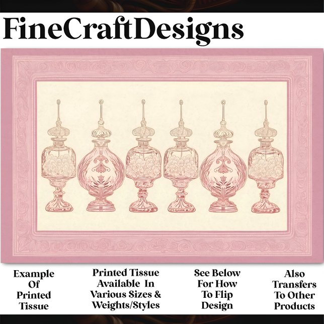 Papier Mousseline Flacons de parfum rose fardé Découpage AD7 (Créateur téléchargé)