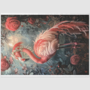 Papier Mousseline Flamant Nouveau Orné Fantaisie & Roses