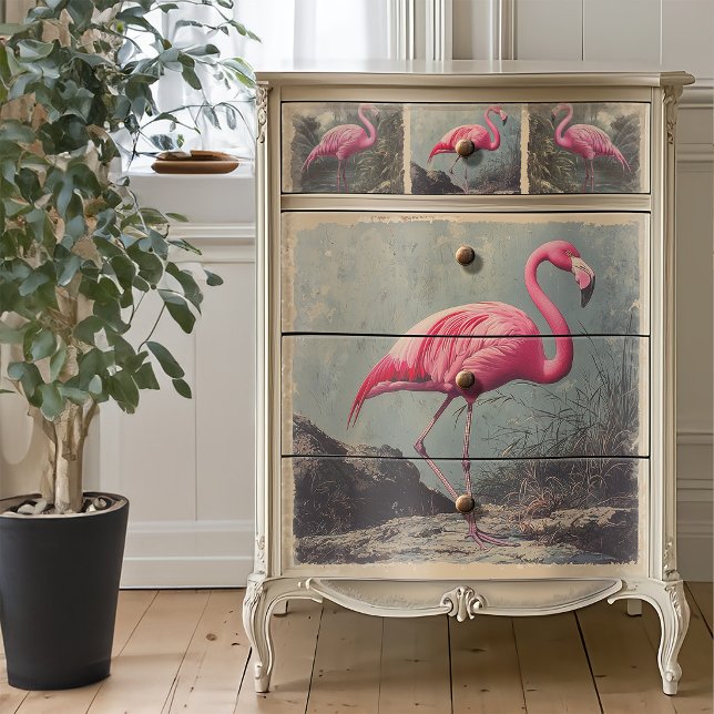 Papier Mousseline Flamant rose américain découpage bleu classique (Créateur téléchargé)