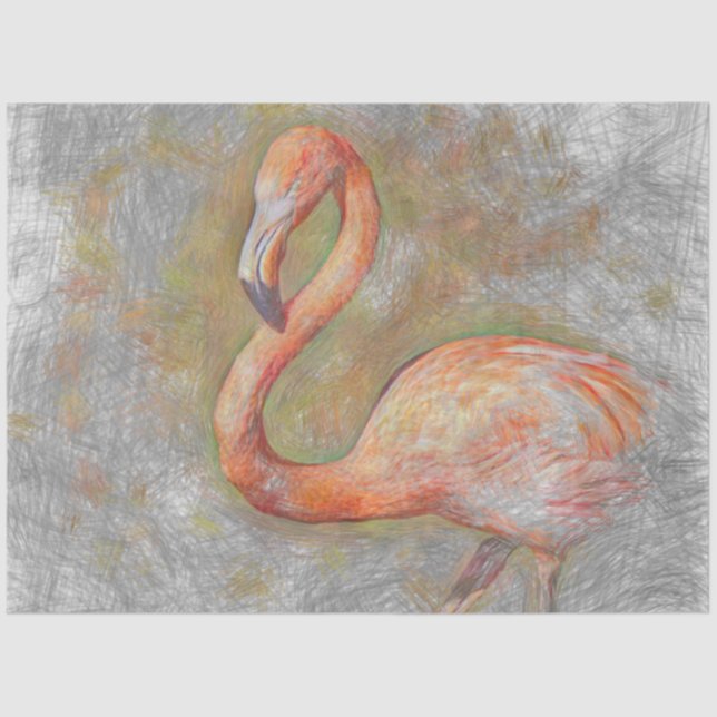 Papier Mousseline Flamant rose animal artistique (Recto)