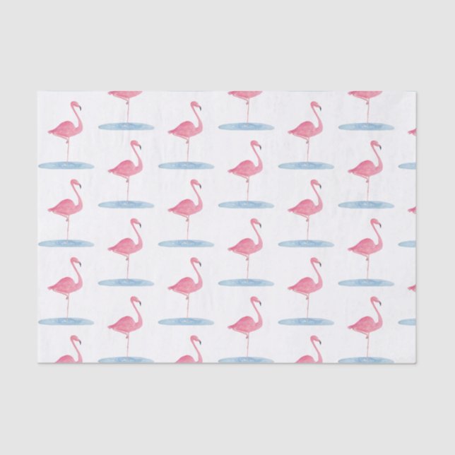Papier Mousseline Flamant Rose Aquarelle (Recto)