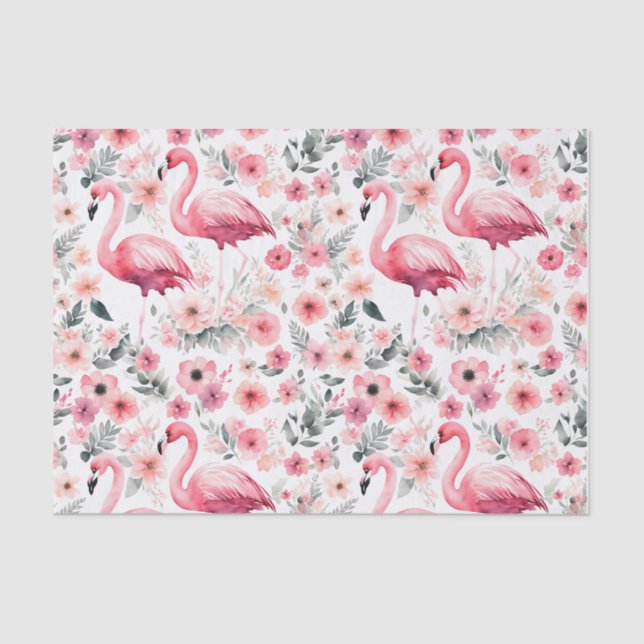 Papier Mousseline Flamant rose Aquarelle Fille rose chaud (Recto)