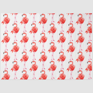 Papier Mousseline Flamant rose aquarelle série 14