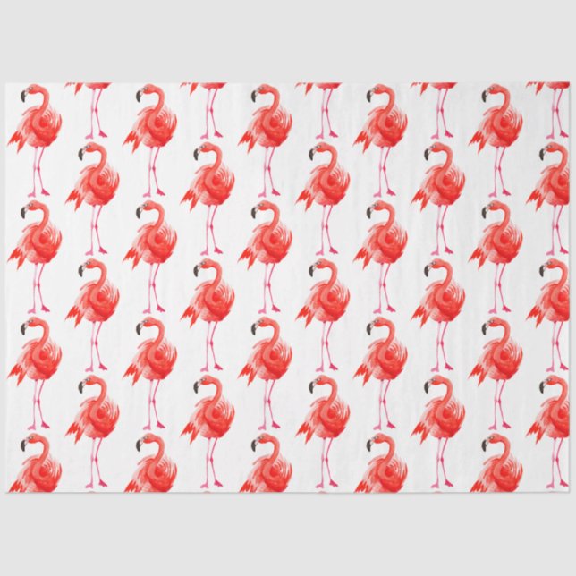Papier Mousseline Flamant rose aquarelle série 14 (Recto)