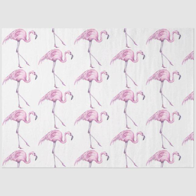 Papier Mousseline Flamant rose aquarelle série 17 (Recto)