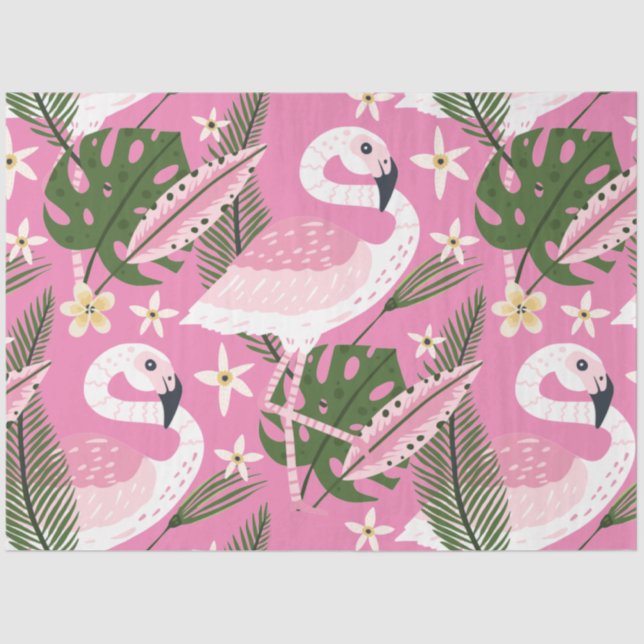 Papier Mousseline Flamant rose Collection été Un design 1 (Recto)