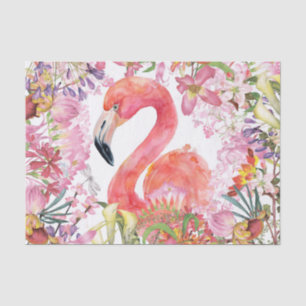 Papier Mousseline Flamant rose dans la jungle de fleur - motif d'été