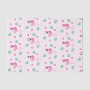 Papier Mousseline Flamant rose de dessin Fleurs tropicales Motif ros
