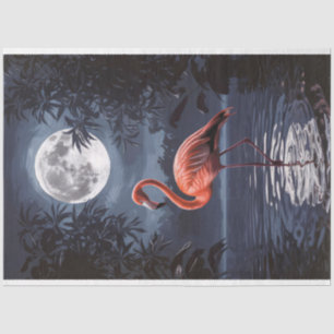 Papier Mousseline Flamant rose Dramatique Pleine lune