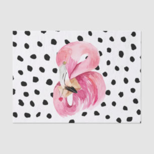 Papier Mousseline Flamant rose et points d'aquarelle rose exotique m