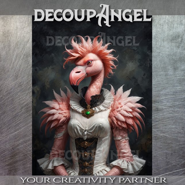 Papier Mousseline Flamant rose féminin victorien -Découpage- (Créateur téléchargé)