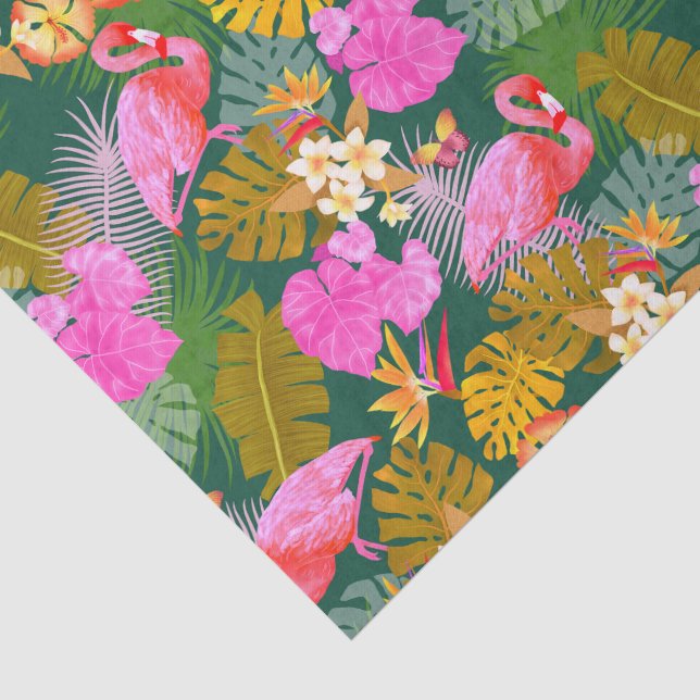 Papier Mousseline Flamant rose Garden Vert foncé (Détail)