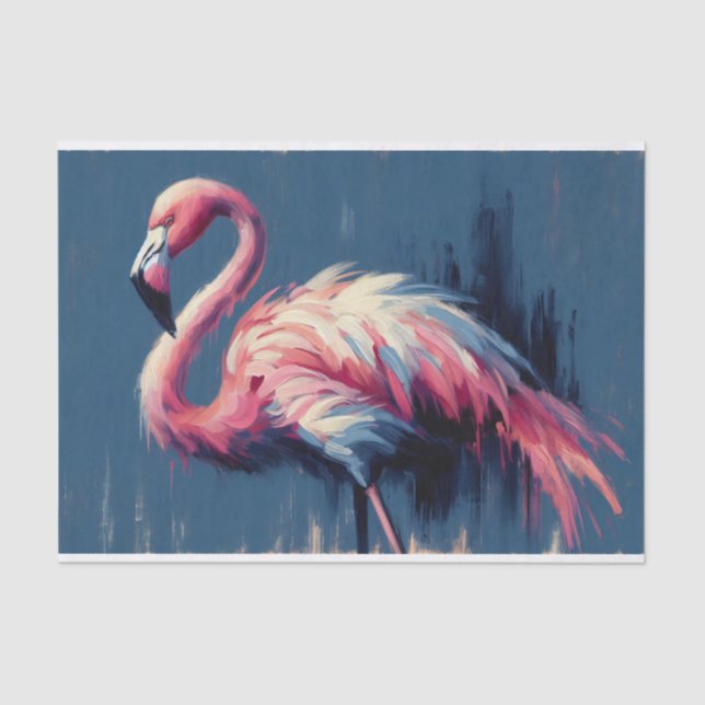 Papier Mousseline Flamant rose Impressionnisme Peinture Découpage (Recto)