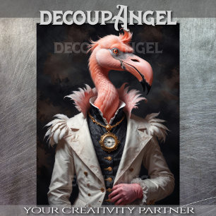 Papier Mousseline Flamant rose masculin victorien -Découpage-