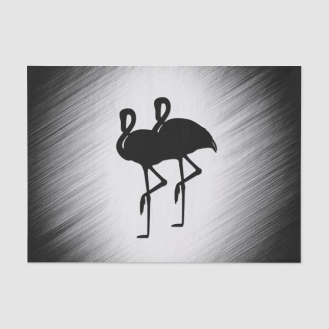 Papier Mousseline Flamant rose noir et blanc (Recto)