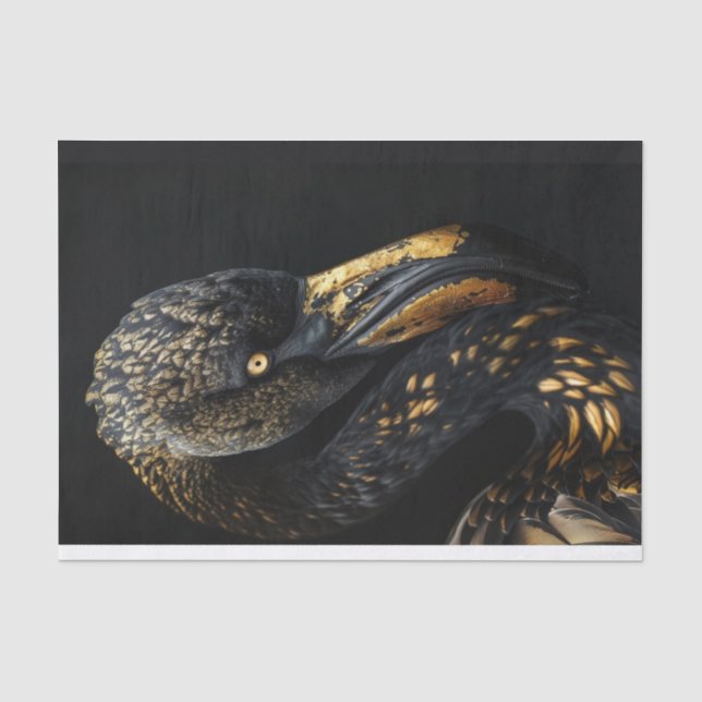 Papier Mousseline Flamant rose noir et or1 (Recto)